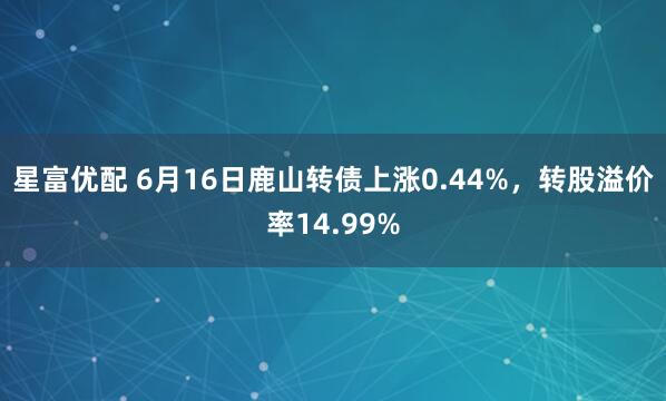星富优配 6月16日鹿山转债上涨0.44%，转股溢价率14.99%